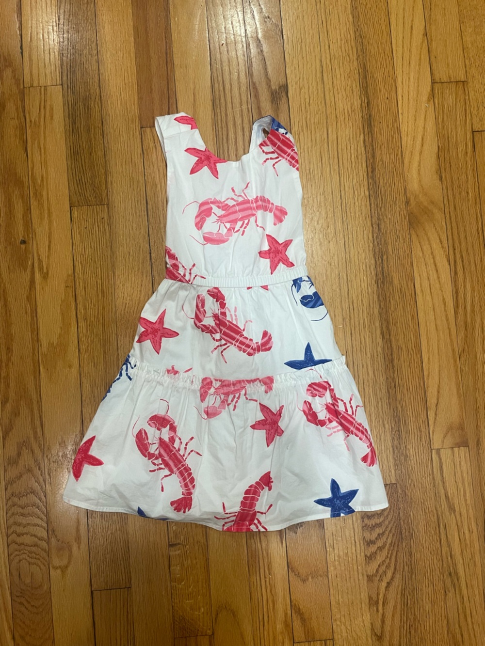 Crewcuts White Dress with Pink and Blue Sea Creature Print